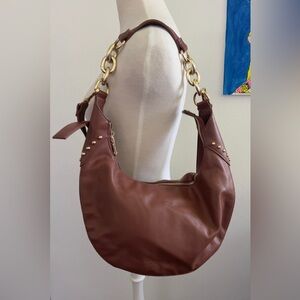 INC International Concepts Tan Hobo Bag with Gold Accents